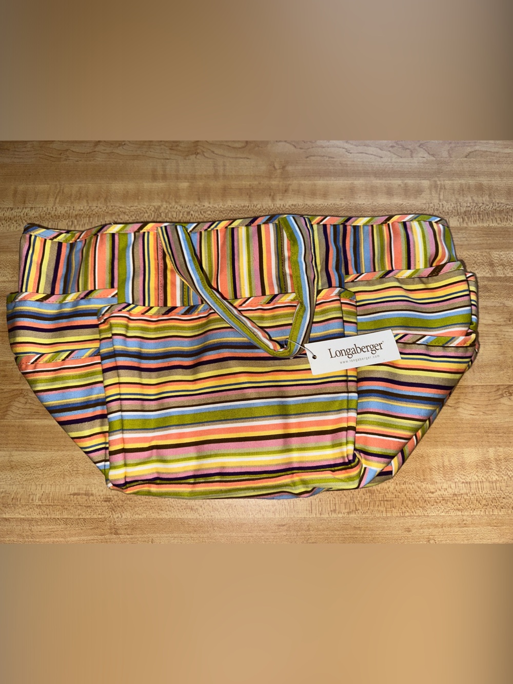 Longaberger Summer Striped Garden Tote NWT